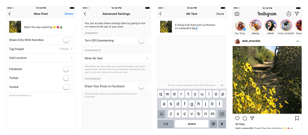 يضيف Instagram ميزتين جديدتين لإمكانية الوصول لمساعدة المستخدمين المعاقين بصريًا على الوصول إلى الصور ومقاطع الفيديو المشتركة على النظام الأساسي.
