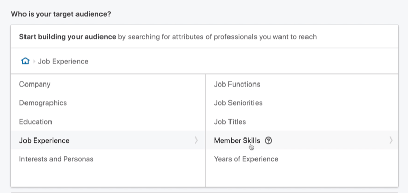 حدد مهارات الأعضاء لاستهداف إعلان الرسائل على LinkedIn