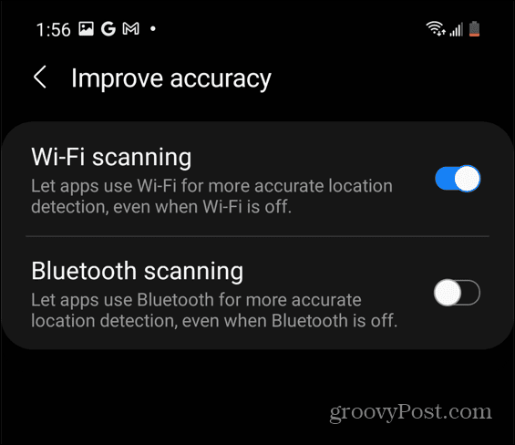 Android Samsung Wi-Fi Scanning معايرة خرائط جوجل