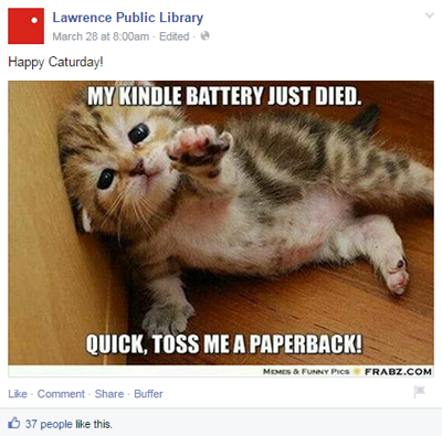 مكتبة لورنس العامة الفيسبوك بوست