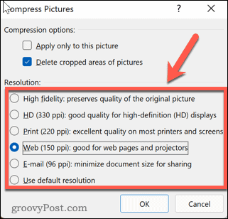 خيارات ضغط Excel