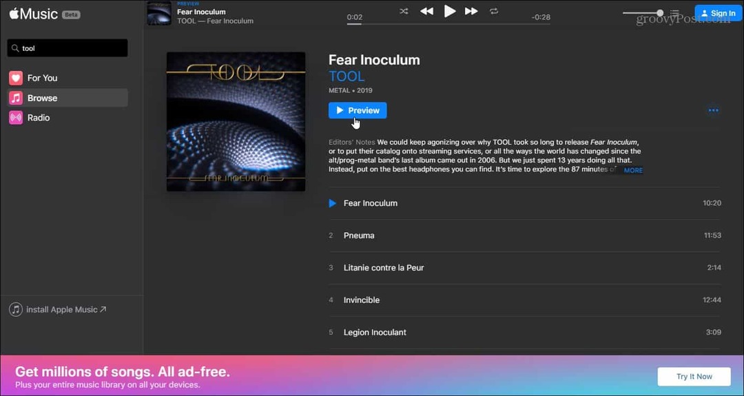 Apple تطلق إصدار الويب لخدمة Apple Music