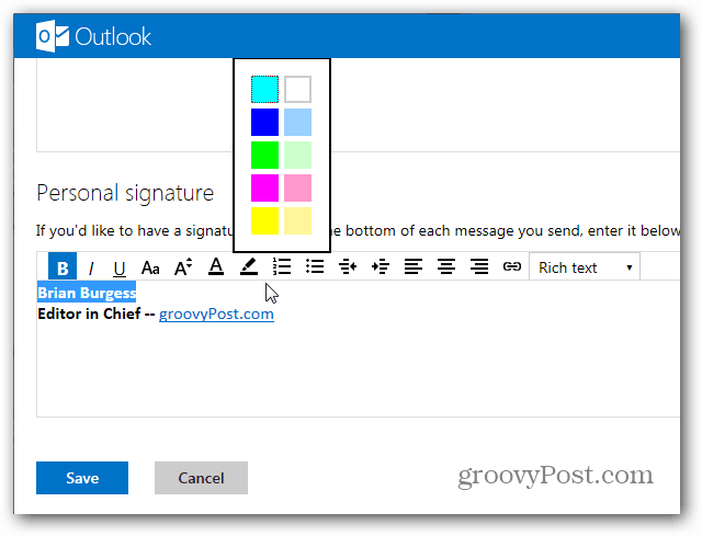 كيفية إنشاء توقيع Outlook.com