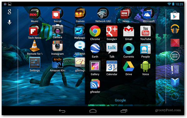شاشة Android Nexus 7 الرئيسية