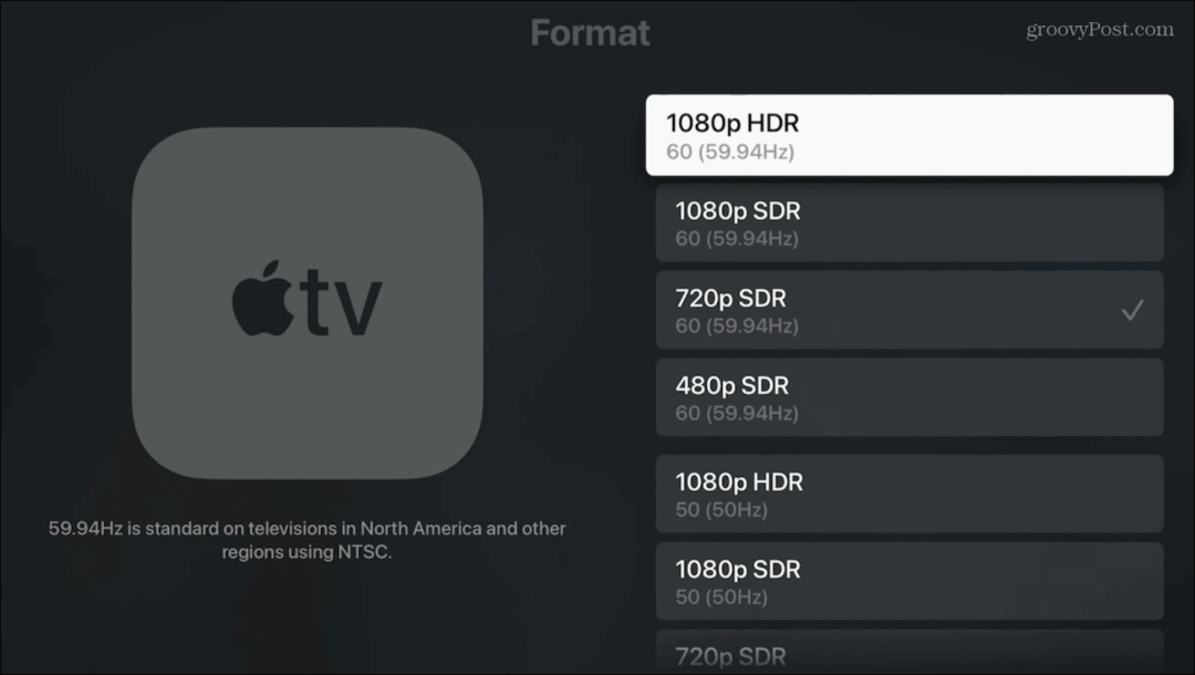 تغيير دقة شاشة Apple TV