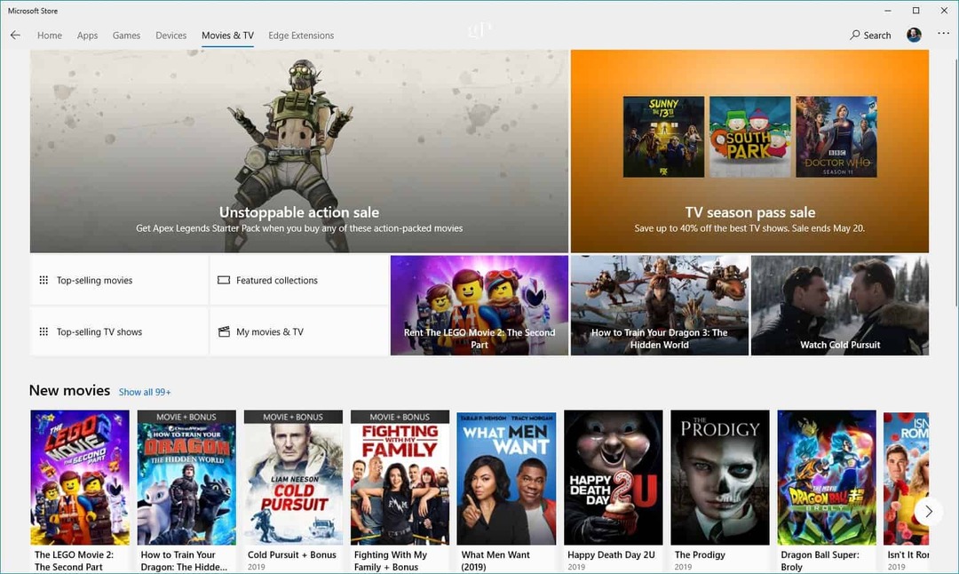 برنامج Microsoft Store Movies TV