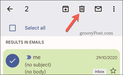 حذف رسائل البريد الإلكتروني المحددة في Gmail على الهاتف المحمول