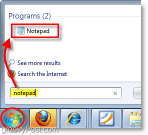 لقطة شاشة لنظام التشغيل Windows 7 - افتح المفكرة