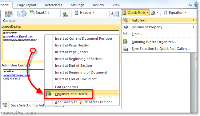 كيفية حذف إدخالات النص التلقائي في Office 2010