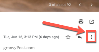 رمز قائمة النقاط الثلاث في Gmail