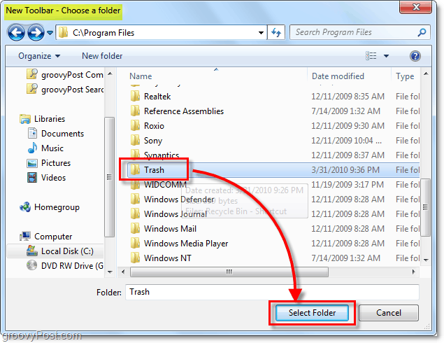 كيفية تثبيت سلة مهملات كاملة الوظائف في شريط مهام Windows 7