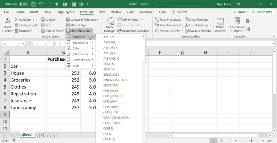 اختيار المتوسط ​​في Excel