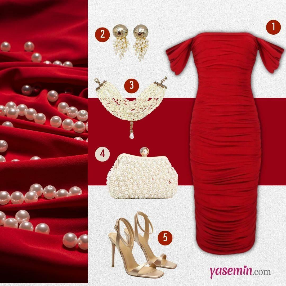 مزيج الفستان الأحمر