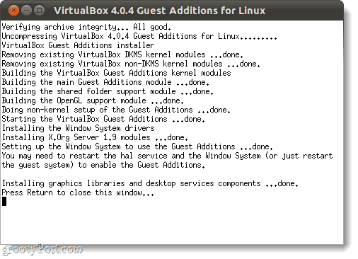 تشغيل إضافات ضيف virtualbox في لينكس