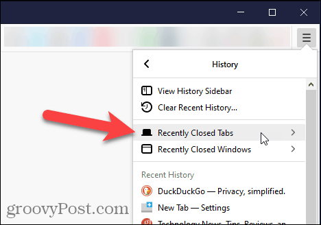 حدد علامات التبويب المغلقة حديثًا في Firefox