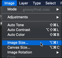 قائمة خيارات Photoshop Image Size