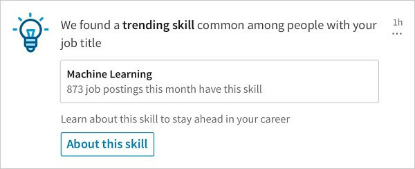 أطلق LinkedIn إشعارًا جديدًا يشارك مهارات الاتجاه ذات الصلة بين الأشخاص الذين يحملون نفس المسمى الوظيفي.