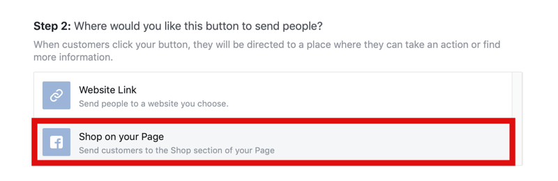 الخطوة 2 من كيفية إضافة زر "تسوق الآن" إلى صفحة Facebook للتسوق عبر Instagram