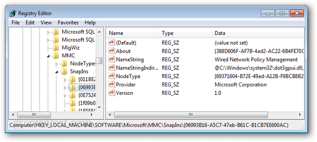 مفاتيح تسجيل Microsoft Management Console