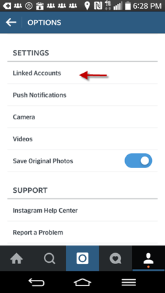 إعدادات حساب مرتبط instagram