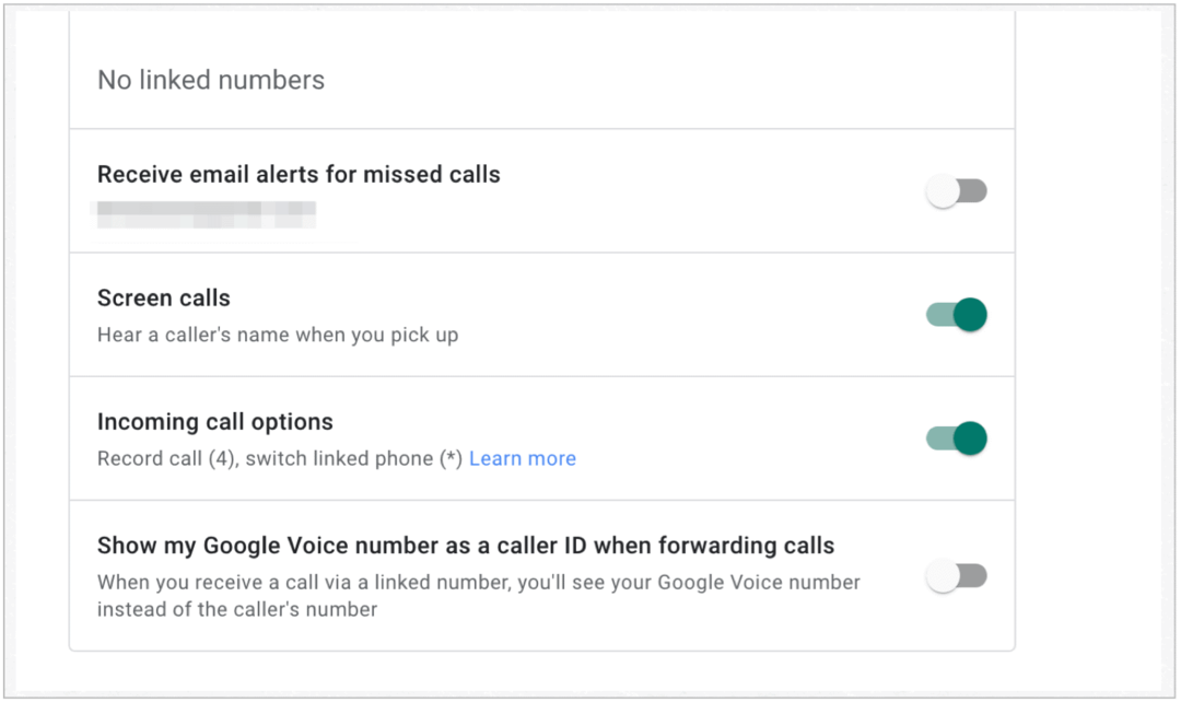 خيارات المكالمات الواردة في Google Voice