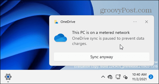 OneDrive محدد الاتصال بحدود msg