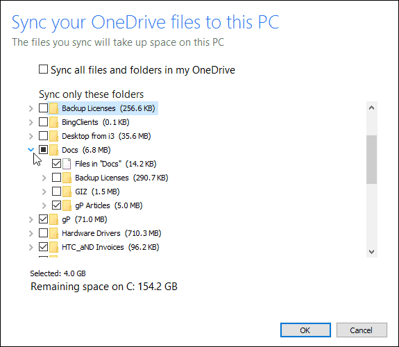 كيفية تحديد مجلدات OneDrive التي تتم مزامنتها في Window 10
