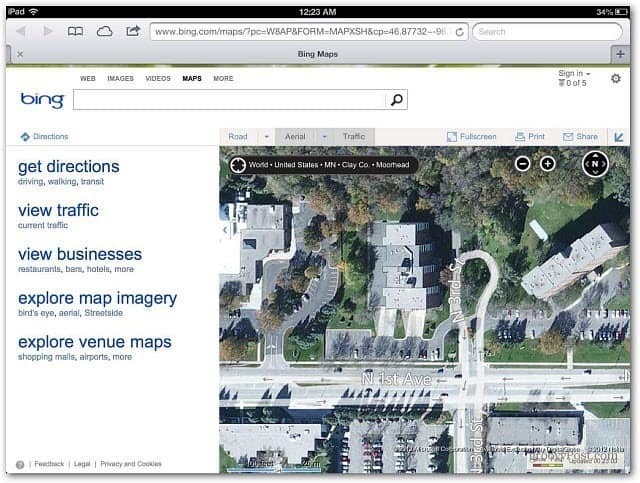 خرائط Bing iPad