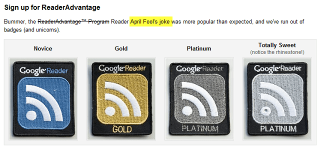 جوجل قارئ 2010 كذبة أبريل ميزة قارئ شارة