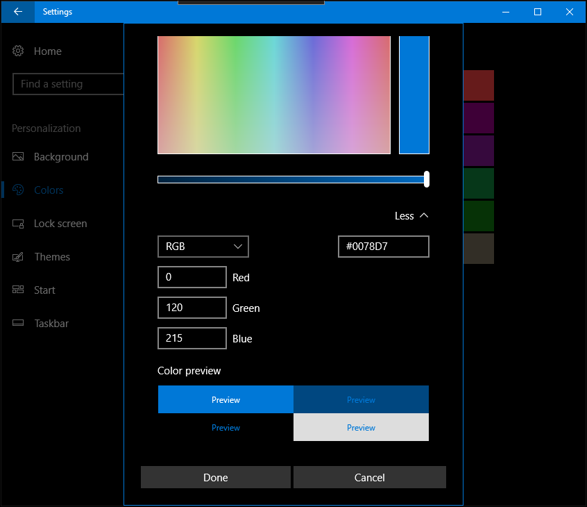 تحديث المبدعين ويندوز 10 الألوان