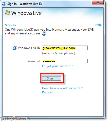 قم بتسجيل الدخول إلى Windows Live تلقائيًا باستخدام حساب windows 7