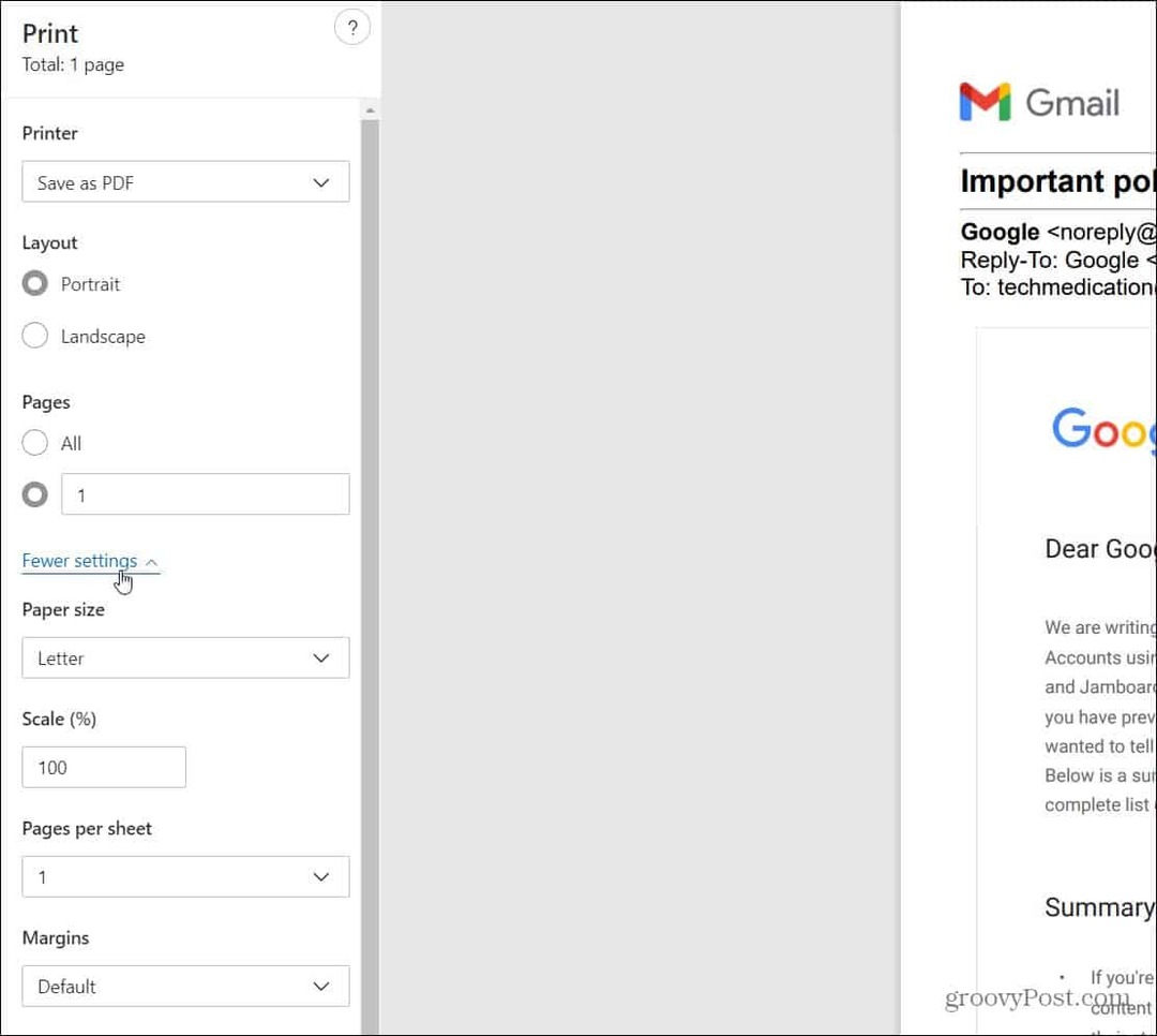 كيفية حفظ رسالة Gmail كملف PDF