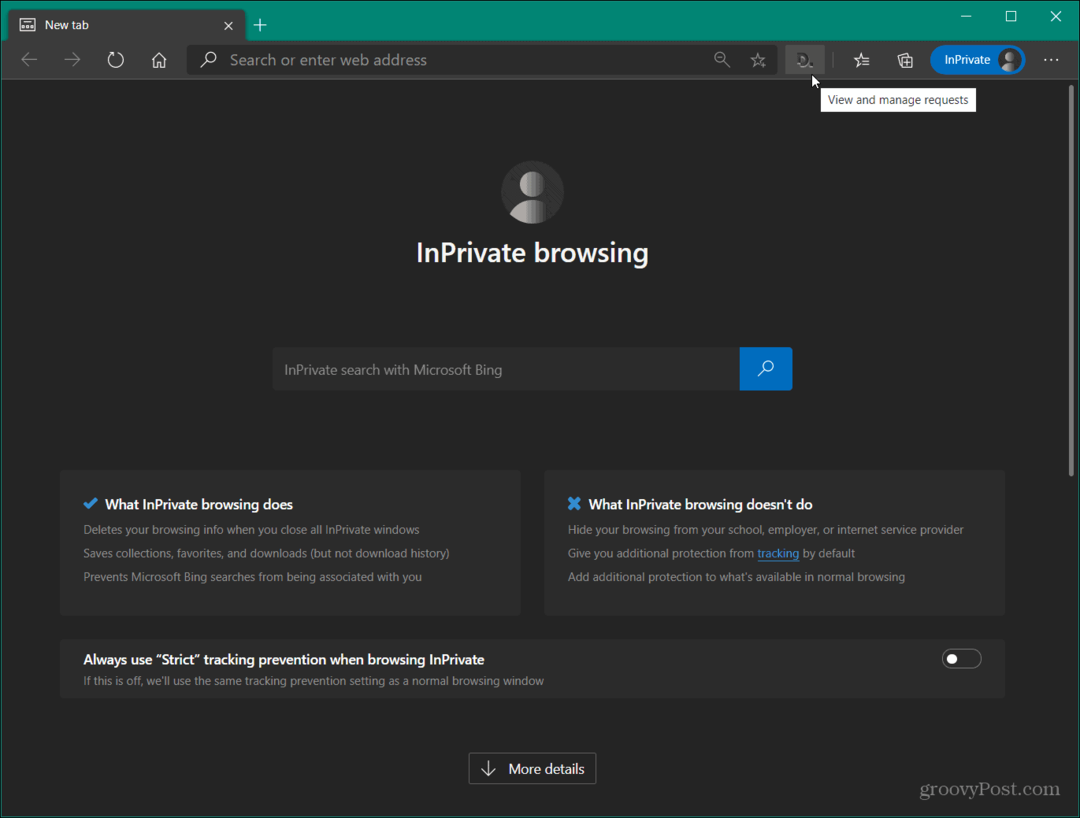 اجعل Microsoft Edge يستخدم ملحقًا في وضع InPrivate