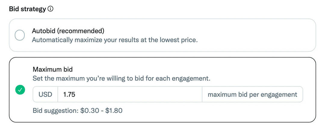 how-to-scale-twitter-ads-Adjust-the-bid-settings-ads-manager-max-bid-إستراتيجية-عروض الأسعار-اقتراح-مثال-5